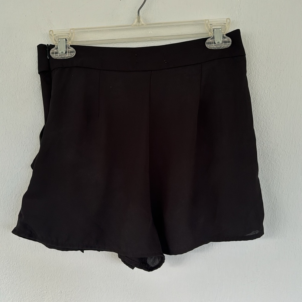 Monteau black high rise tie waist chiffon pocket shorts size medium - Picture 5 of 8